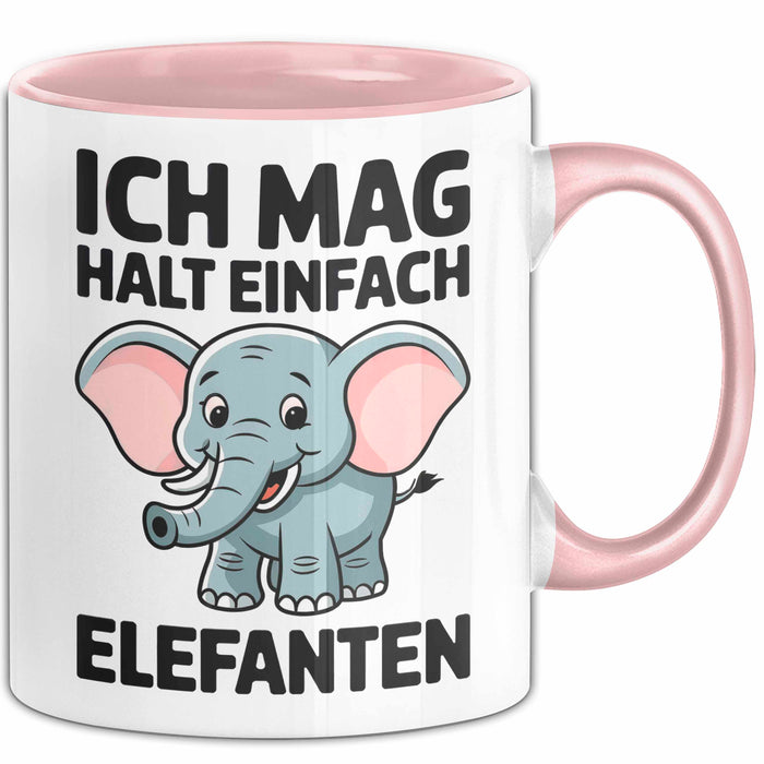 Elefant Tier Tasse Geschenk Lustige Geschenkidee Spruch Ich Mag Halt Einfach Elefanten Rosa Trendation