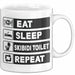 Skibidi Toilet Tasse Geschenk Meme Eat Sleet Repeat Becher Geschenkdiee Weiß Trendation
