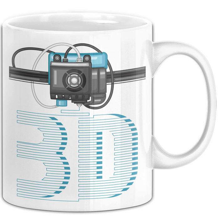 3D Drucker Tasse mit Grafik lustige Geschenkidee für Technikliebhaber Weiß Trendation