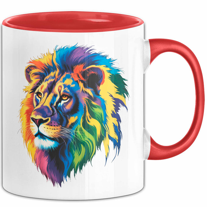 Bunter Löwe Tasse Geschenk Lustige Geschenkidee Spruch Rot Trendation