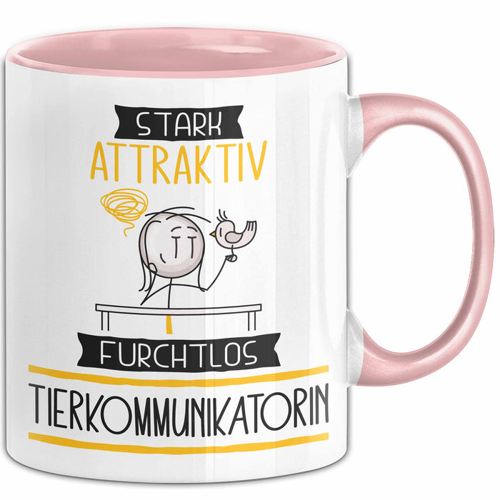 Tierkommunikatorin Tasse Geschenk Becher Stark Attraktiv Furchtlos Tierkommunikatorin Lustige Geschenkidee Rosa Trendation
