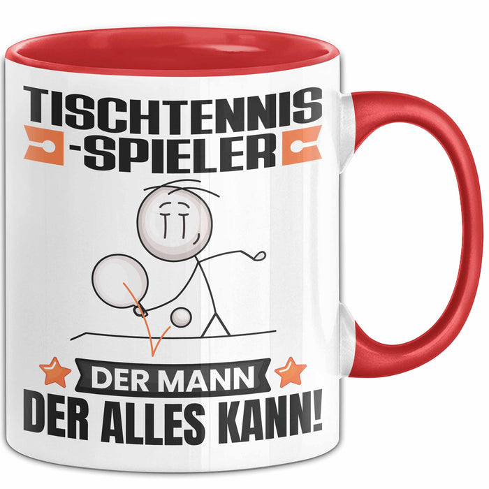 Tischtennisspieler Tasse Geschenk für Tischtennisspieler Der Mann Der Alles Kann Geschenkidee zum Geburtstag Rot Trendation