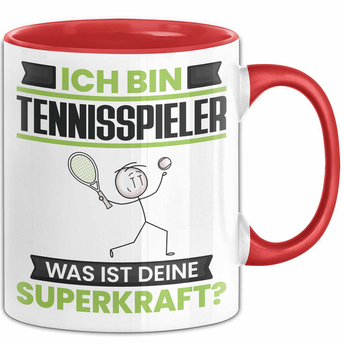 Tennisspieler Tasse Geschenk für Tennisspieler Geburtstag Lustiger Spruch Kaffee-Becher Was Ist Deine Superkraft Rot Trendation