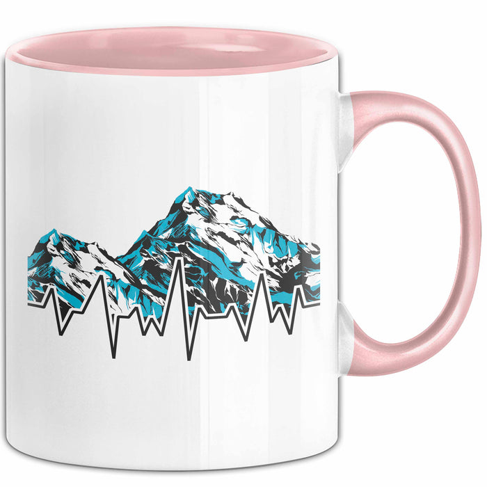 Ski Tasse Geschenk Grafik Skiberge Berge Becher Rosa Trendation