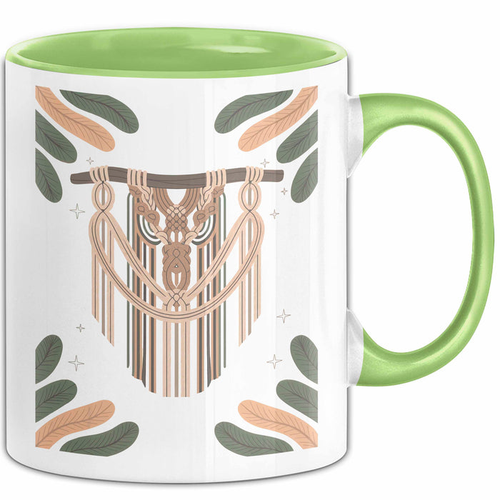 Makramee Liebhaber Tasse Geschenk Lustige Geschenkidee Spruch Für Faser Kunst Fans Grün Trendation