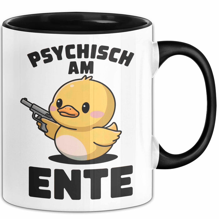 Quietscheente Tier Tasse Geschenk Lustige Geschenkidee Spruch Psychisch Am Ente Schwarz Trendation