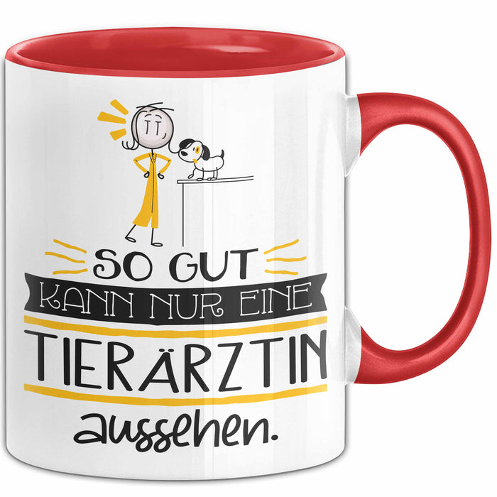 Tierärztin Geschenk Tasse So Gut Kann Nur Eine Tierärztin Aussehen Geschenkidee Geburtstag Weihnachten Lustig Rot Trendation