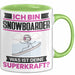 Snowboarder Tasse Geschenk für Snowboarder Geburtstag Lustiger Spruch Kaffee-Becher Was Ist Deine Superkraft Grün Trendation