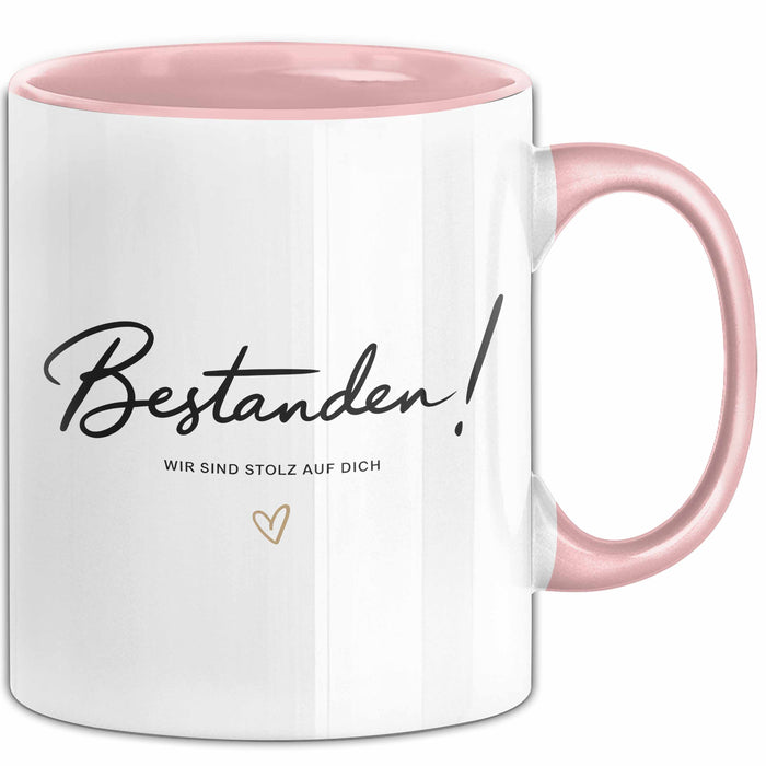 Schüler Abschluss Tasse Geschenk Lustige Geschenkidee Spruch Bestanden Wir Sind Stolz Auf Dich Rosa Trendation