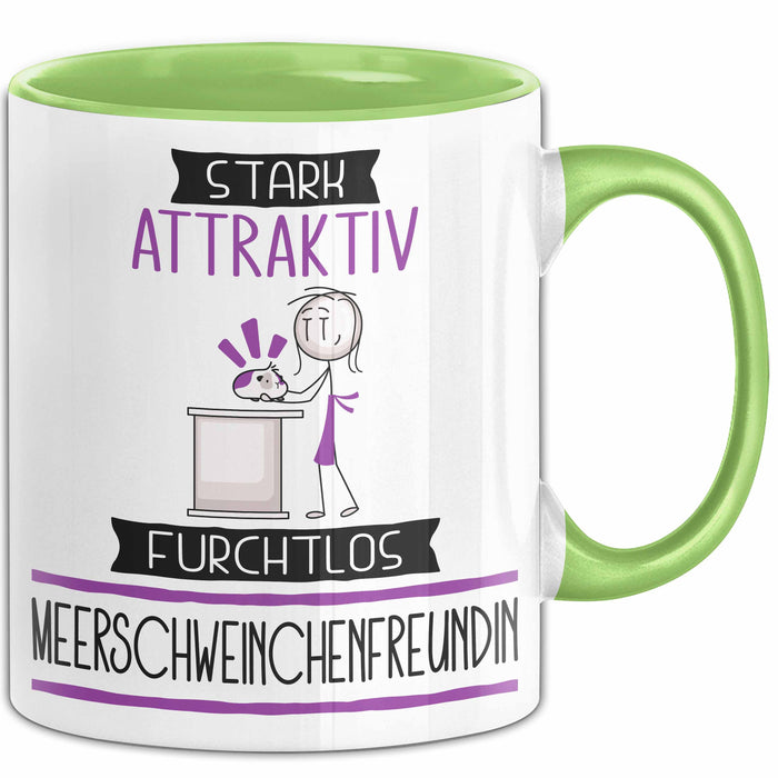 Meerschweinchenfreundin Tasse Geschenk Becher Stark Attraktiv Furchtlos Meerschweinchenfreundin Lustige Geschenkidee Grün Trendation