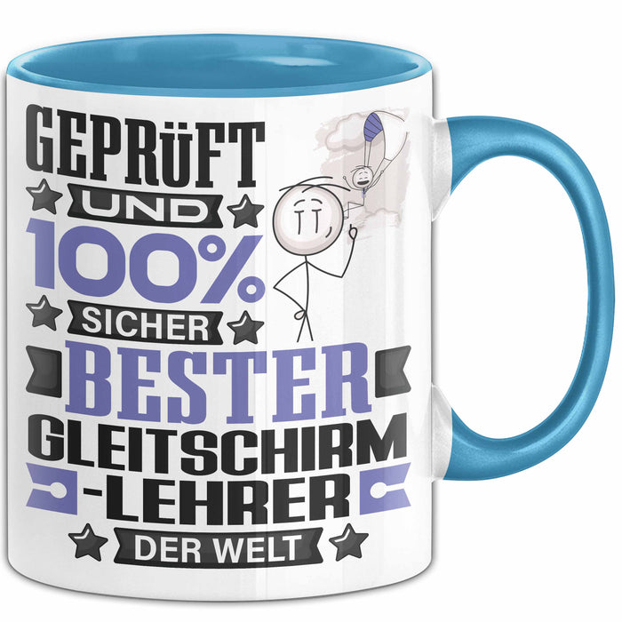 Gleitschirmlehrer Geschenk Lustiger Spruch für Gleitschirmlehrer Geschenkidee Bester Gleitschirmlehrer Der Welt Blau Trendation