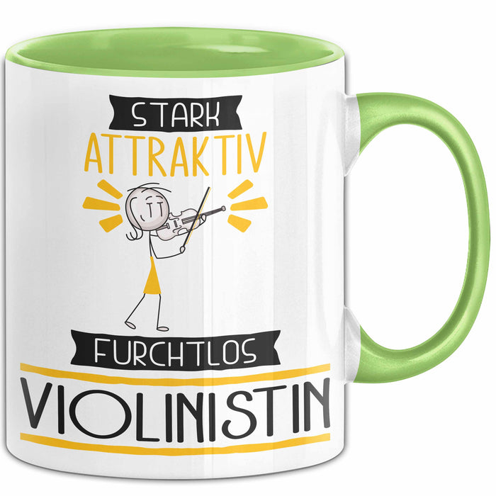 Violinistin Tasse Geschenk Becher Stark Attraktiv Furchtlos Violinistin Lustige Geschenkidee Grün Trendation