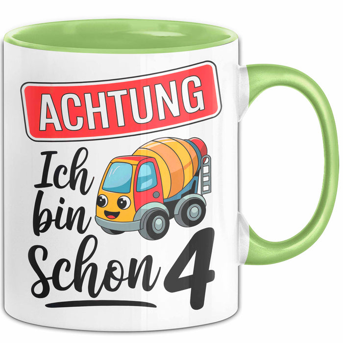 4. Geburtstag Tasse Geschenk Ich bin schon 4 Geschenkidee Geschenkidee Lustig Grün Trendation