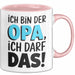 Opa Großvater Tasse Becher Geschenk Lustige Geschenkidee Spruch Ich Bin Der Opa Ich Darf Das Rosa Trendation