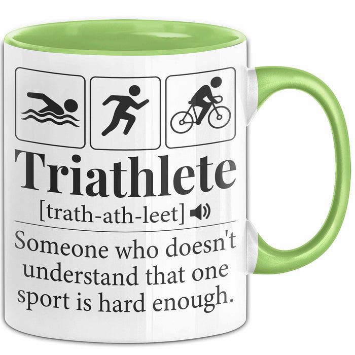Triathlon Geschenk Tasse Iron Becher Mann Trathlet Geschenkidee Lustiger Spruch Grün Trendation