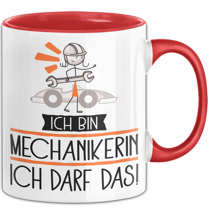Geschenk für Mechanikerin Tasse Lustige Geschenkidee Geburtstag Ich Bin Mechanikerin Ich Darf Das Rot Trendation