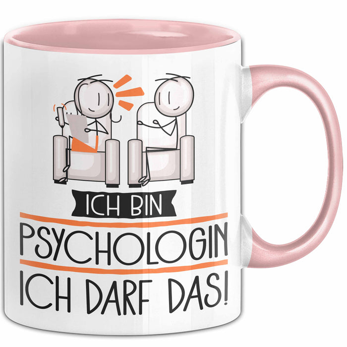 Geschenk für Psychologin Tasse Lustige Geschenkidee Geburtstag Ich Bin Psychologin Ich Darf Das Rosa Trendation