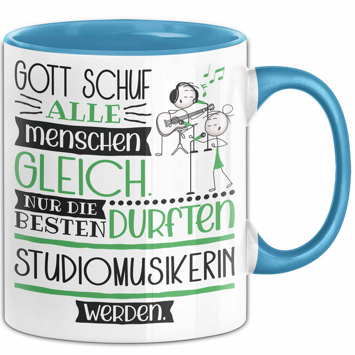 Studiomusikerin Geschenk Becher Tasse Gott Schuf Alle Menschen Gleich Nur Die Besten Durfeten Studiomusikerin Werden Geschenkidee Lustig Blau Trendation