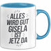 Gisela Tasse Geschenk Alles Ist Gut Gisela Ist Jetz Da Geschenkidee Becher mit Name Blau Trendation