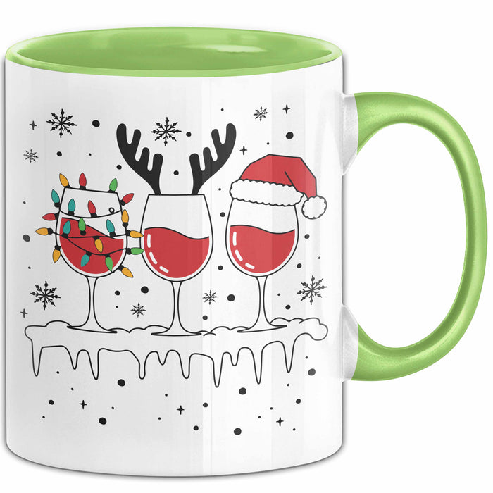 Wein-Trinker Geschenk Weihnachten Rotwein Geschenkidee Weintrinkerin Grafik Kaffee-Becher Grün Trendation