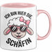 Schaf Tier Bauer Tasse Becher Geschenk Lustige Geschenkidee Spruch Ich Bin Hier Die Schäffin Rosa Trendation