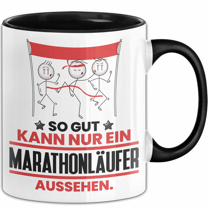 Marathonläufer Geschenk Tasse So Gut Kann Nur Ein Marathonläufer Aussehen Geschenkidee Kaffee-Becher Schwarz Trendation