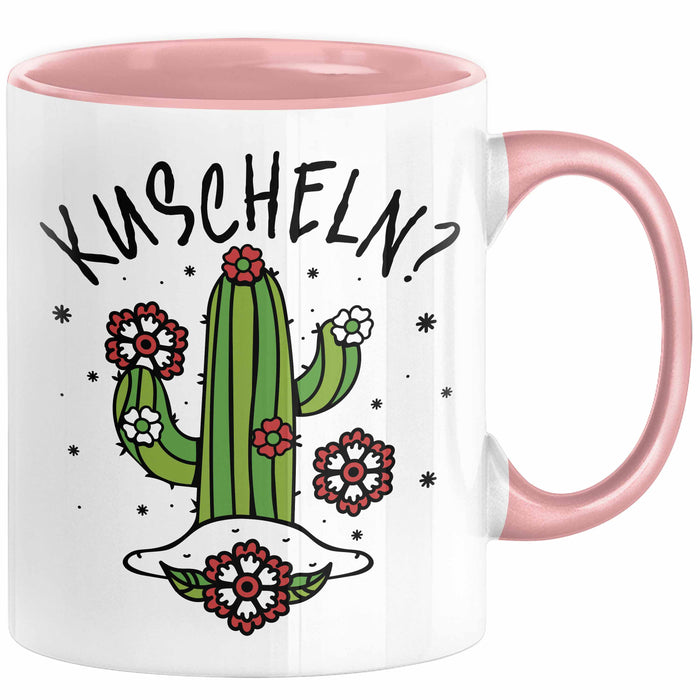 Kaktus Tasse Geschenk Kuscheln Sarkasmus Humor Geschenkidee Kaffee-Becher Kaktus-Liebhaber Frauen Rosa Trendation