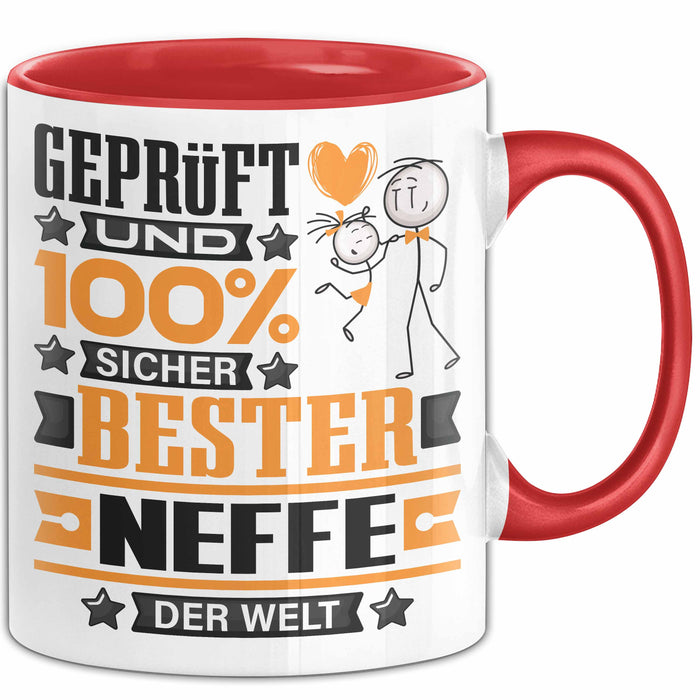 Neffe Geschenk Lustiger Spruch für Neffe Geschenkidee Bester Neffe Der Welt Rot Trendation