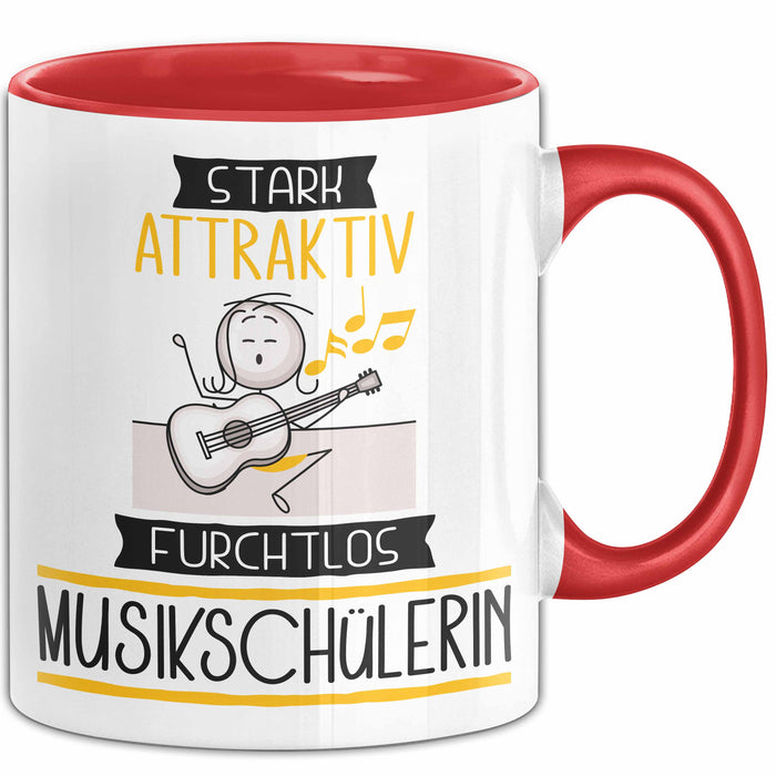Musikschülerin Tasse Geschenk Becher Stark Attraktiv Furchtlos Musikschülerin Lustige Geschenkidee Rot Trendation