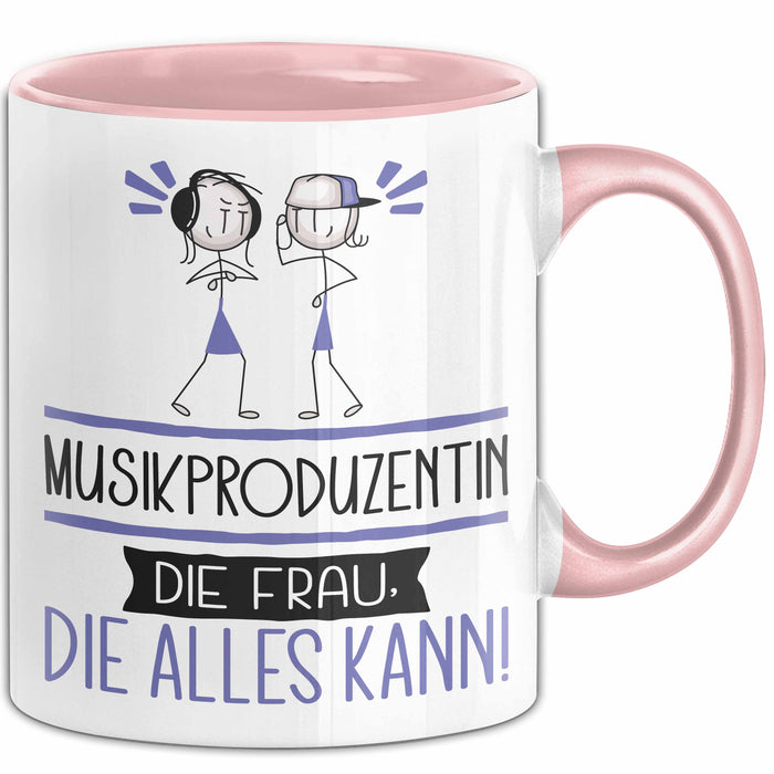 Musikproduzentin Geschenk Tasse Becher Die Frau Die Allen Kann Geschenkidee für eine Musikproduzentin Lustig Rosa Trendation