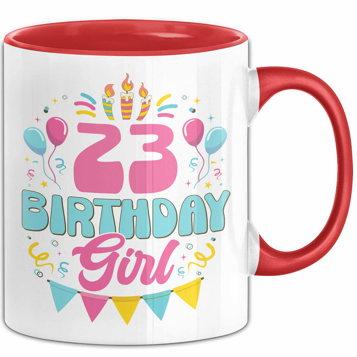23. Geburtstag Tasse Frauen Mädchen Geschenkidee Lustig 23 Birthday Girl Lustiger Spruch Rot Trendation