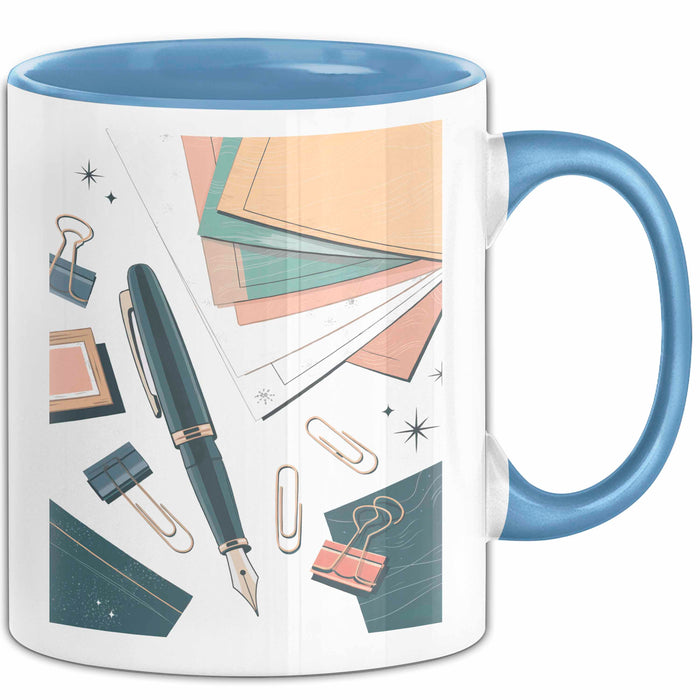 Schreibwaren Nerd Tasse Geschenk Lustige Geschenkidee Spruch Für Papier Liebhaber Blau Trendation