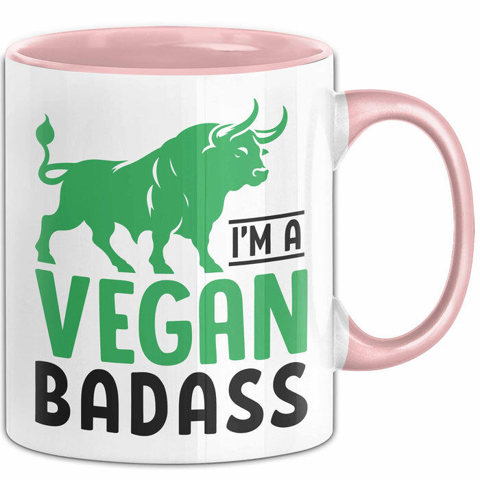 Veganer Tasse Geschenk Gym Vegan Gesund Stier Geschenkidee Rosa Trendation