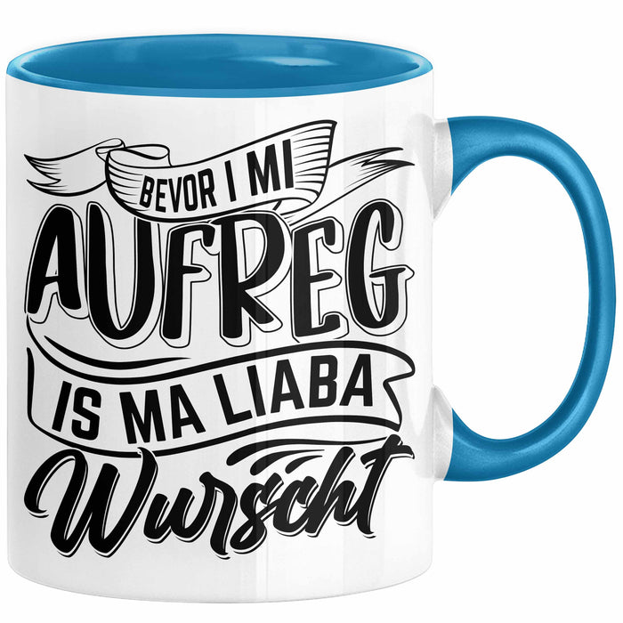 Bayern Tasse Geschenk Lustige Bayrische Sprüche Bayern Dialekt Kaffee-Becher Blau Trendation