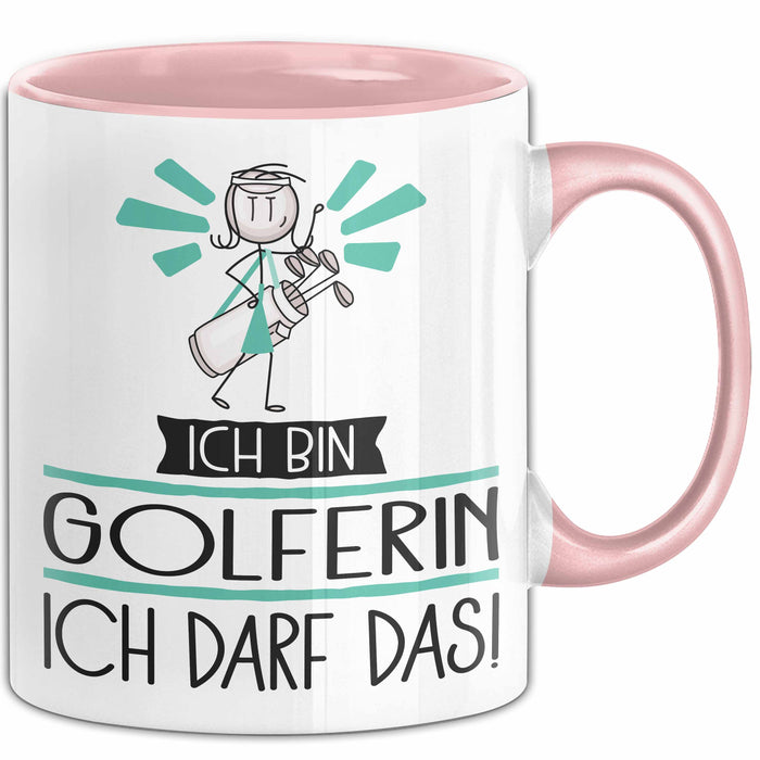 Geschenk für Golferin Tasse Lustige Geschenkidee Geburtstag Ich Bin Golferin Ich Darf Das Rosa Trendation