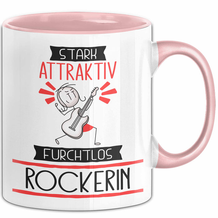 Rockerin Tasse Geschenk Becher Stark Attraktiv Furchtlos Rockerin Lustige Geschenkidee Rosa Trendation