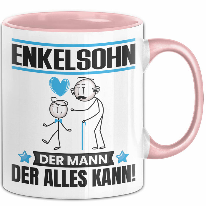 Enkelsohn Tasse Geschenk für Enkelsohn Der Mann Der Alles Kann Geschenkidee zum Geburtstag Rosa Trendation