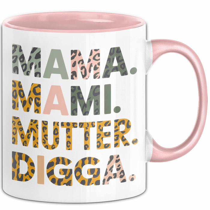 Mama Muttertag Tasse Becher Geschenk Lustige Geschenkidee Spruch Mama Mami Mutter Digga Rosa Trendation