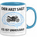 Motorradfahrer Biker Motorradfahren Tasse Geschenk Lustige Geschenkidee Spruch Der Arzt Sagt Es Ist Unheilbar Blau Trendation