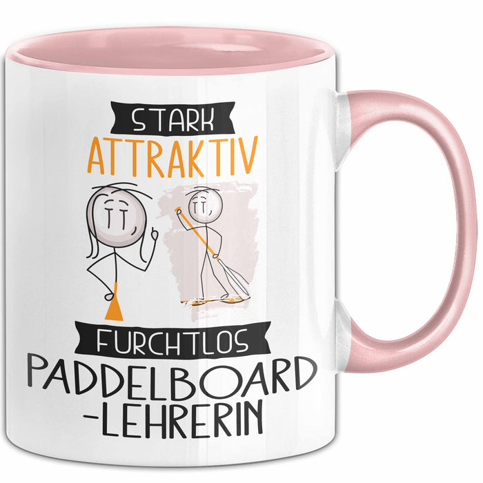 Paddelboard-Lehrerin Tasse Geschenk Becher Stark Attraktiv Furchtlos Paddelboard-Lehrerin Lustige Geschenkidee Rosa Trendation