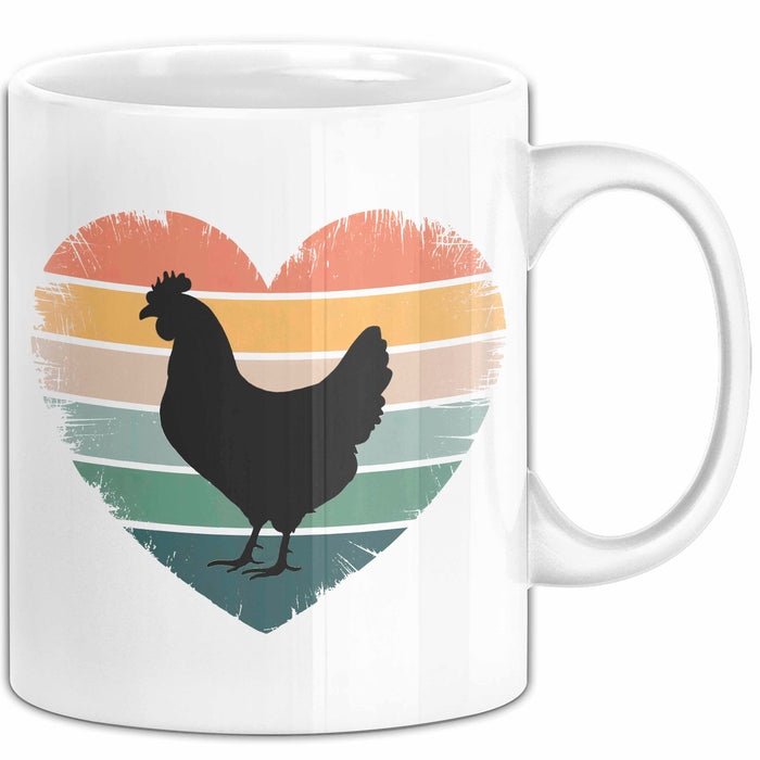 Huhn Tier Bauer Tasse Becher Geschenk Lustige Geschenkidee Spruch Hühnerherz Weiß Trendation