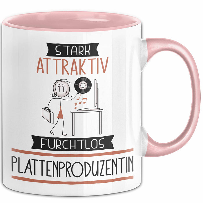 Plattenproduzentin Tasse Geschenk Becher Stark Attraktiv Furchtlos Plattenproduzentin Lustige Geschenkidee Rosa Trendation