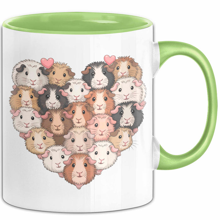 Meerschweinchen Herz Tierliebhaber Tasse Geschenk Lustige Geschenkidee Spruch Grün Trendation