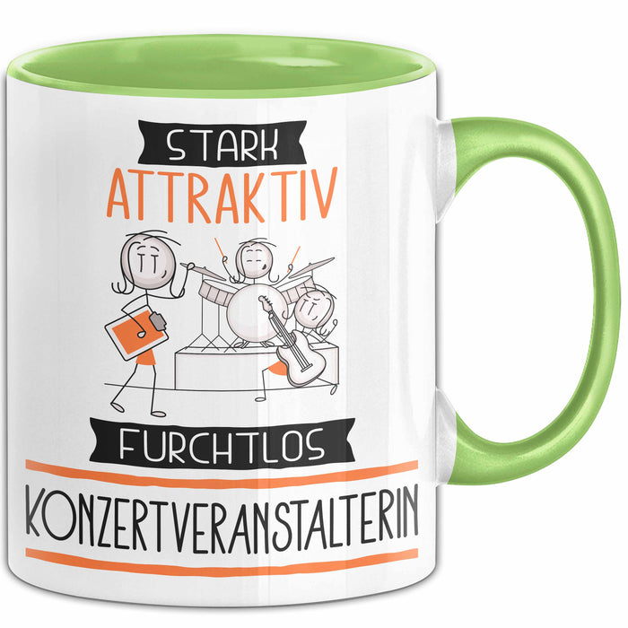 Konzertveranstalterin Tasse Geschenk Becher Stark Attraktiv Furchtlos Konzertveranstalterin Lustige Geschenkidee Grün Trendation