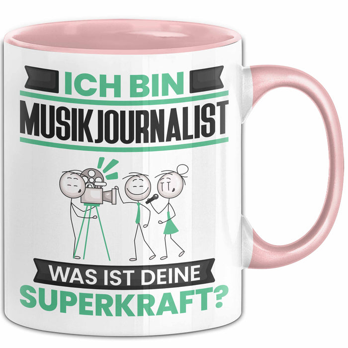Musikjournalist Tasse Geschenk für Musikjournalist Geburtstag Lustiger Spruch Kaffee-Becher Was Ist Deine Superkraft Rosa Trendation