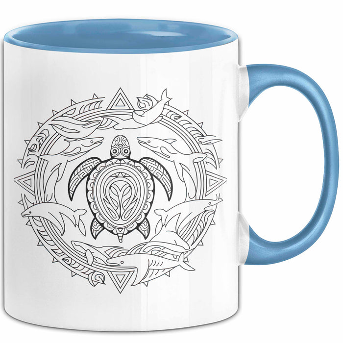 Delfin Tierliebhaber Tasse Geschenk Lustige Geschenkidee Spruch Schildkröte Orca Delfin Blau Trendation