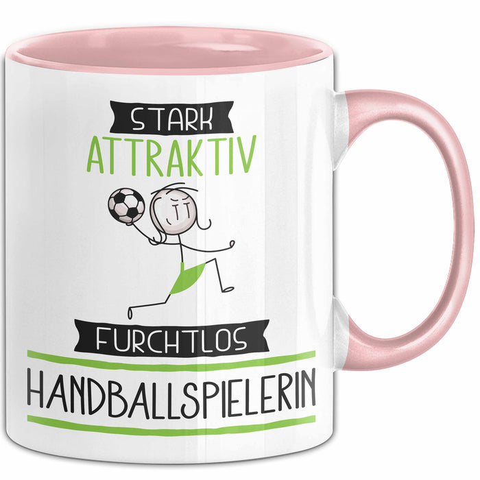 Handballspielerin Tasse Geschenk Becher Stark Attraktiv Furchtlos Handballspielerin Lustige Geschenkidee Rosa Trendation