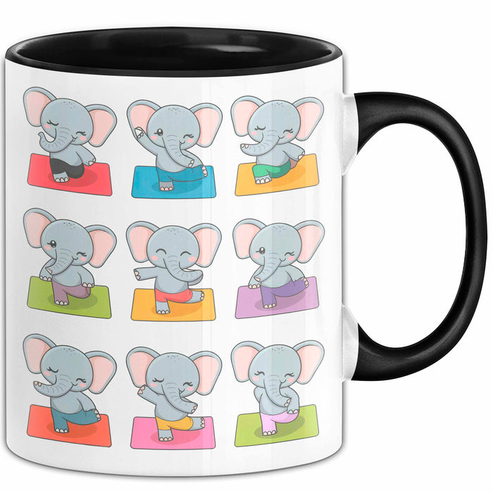 Elefant Tier Tasse Geschenk Lustige Geschenkidee Spruch Elefanten Yoga Schwarz Trendation
