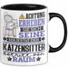Katzensitter Geschenk Tasse Lustiger Spruch Erheben Sie Sich Der Katzensitter Betritt den Raum Schwarz Trendation