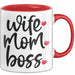 Tasse Wife Mom Boss Geschenkidee für Mütter und Ehefrauen Rot Trendation